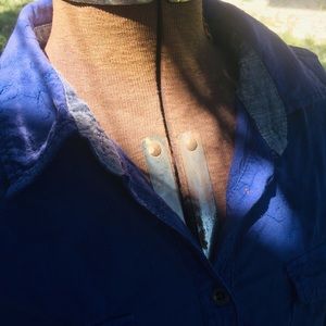 Bass Royal Blue Embroidered Button Up